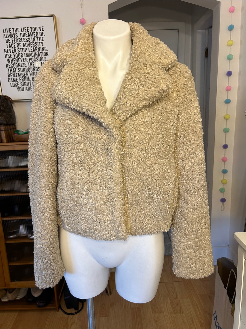 Avec Les Filles Cream Teddy Jacket